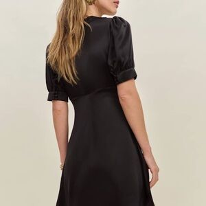 Reformation Avin Silk Dress Black